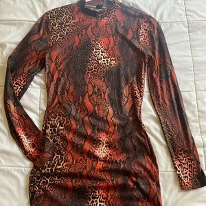 Red cheetah print dress